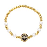 Fashion Copper Smiling Face Bracelet Artificial Pearl Zircon Copper Bracelets sku image 4