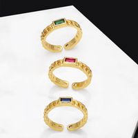 Fashion Copper Geometric Pattern Ring Daily Electroplating Zircon Copper Rings main image 6