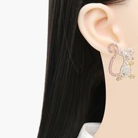 Women's Cute Novelty Animal Alloy Ear Studs Geometry Retro Inlaid Pearls Artificial Rhinestones Drop Earrings main image 1