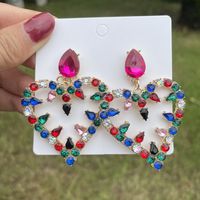 Women's Retro Bohemian Heart Shape Alloy Earrings Diamond Artificial Gemstones Drop Earrings main image 5