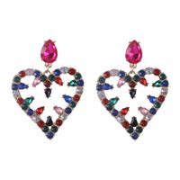 Women's Retro Bohemian Heart Shape Alloy Earrings Diamond Artificial Gemstones Drop Earrings main image 4