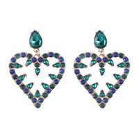 Women's Retro Bohemian Heart Shape Alloy Earrings Diamond Artificial Gemstones Drop Earrings sku image 1