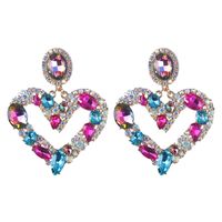 Women's Retro Bohemian Heart Shape Alloy Earrings Diamond Artificial Gemstones Drop Earrings sku image 5