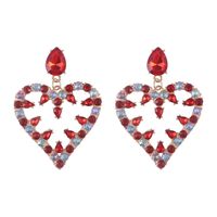 Mujeres Retro Bohemio Forma De Corazón Aleación Pendientes Diamante Piedras Preciosas Artificiales Pendientes De Gota sku image 3