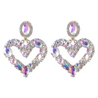 Women's Retro Bohemian Heart Shape Alloy Earrings Diamond Artificial Gemstones Drop Earrings sku image 6