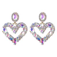 Mujeres Retro Bohemio Forma De Corazón Aleación Pendientes Diamante Piedras Preciosas Artificiales Pendientes De Gota sku image 6