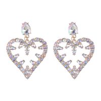 Women's Retro Bohemian Heart Shape Alloy Earrings Diamond Artificial Gemstones Drop Earrings sku image 2
