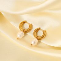 Fashion Stainless Steel Geometric Pattern Earrings Electroplating Artificial Pearl Stainless Steel Earrings main image 1
