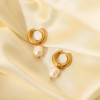 Fashion Stainless Steel Geometric Pattern Earrings Electroplating Artificial Pearl Stainless Steel Earrings main image 2