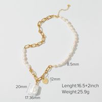 Simple Style Stainless Steel Letter Pattern Heart Shape Twist Necklace Artificial Pearl Stainless Steel Necklaces sku image 1