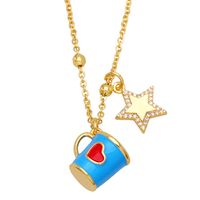 Fashion Copper Xingx Cup Heart Shape Necklace Enamel Zircon Copper Necklaces sku image 3