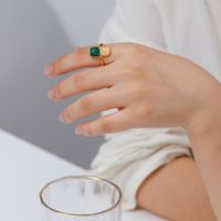Women's Retro Fashion Geometric Stainless Steel Ring Turquoise main image 4