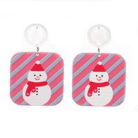 Women's Couple Men's Fashion Christmas Tree Santa Claus Snowman Acrylic Earrings Cartoon Pattern No Inlaid Drop Earrings sku image 6