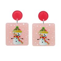 Women's Couple Men's Fashion Christmas Tree Santa Claus Snowman Acrylic Earrings Cartoon Pattern No Inlaid Drop Earrings sku image 9