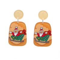 Women's Couple Men's Fashion Christmas Tree Santa Claus Snowman Acrylic Earrings Cartoon Pattern No Inlaid Drop Earrings sku image 3