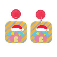 Women's Couple Men's Fashion Christmas Tree Santa Claus Snowman Acrylic Earrings Cartoon Pattern No Inlaid Drop Earrings sku image 8
