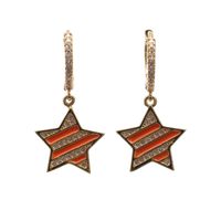 Women's Men's Fashion Star Copper Earrings Rhinestones Drop Earrings sku image 4