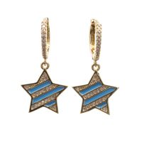 Women's Men's Fashion Star Copper Earrings Rhinestones Drop Earrings sku image 2