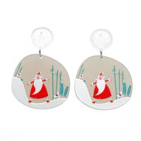 Women's Couple Men's Fashion Animal Christmas Tree Santa Claus Acrylic Earrings Cartoon Pattern No Inlaid Drop Earrings sku image 4