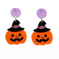 Women's Men's Fashion Halloween Pattern Cat Acrylic Earrings Animal Pattern No Inlaid Drop Earrings sku image 4