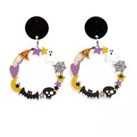 Women's Men's Fashion Halloween Pattern Cat Acrylic Earrings Animal Pattern No Inlaid Drop Earrings sku image 5