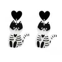 Women's Men's Fashion Halloween Pattern Cat Acrylic Earrings Animal Pattern No Inlaid Drop Earrings sku image 8