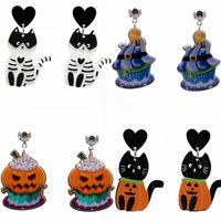 Women's Men's Fashion Halloween Pattern Cat Acrylic Earrings Animal Pattern No Inlaid Drop Earrings main image 1