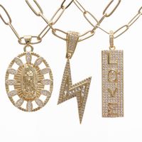 Fashion Cross Letter Lightning Copper Cross Rhinestones Necklace main image 1