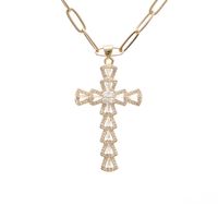 Fashion Cross Letter Lightning Copper Cross Rhinestones Necklace sku image 3