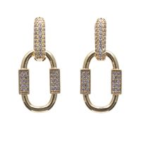 Women's Men's Fashion Flowers Copper Earrings Geometry Rhinestones Drop Earrings sku image 4