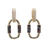 Women's Men's Fashion Flowers Copper Earrings Geometry Rhinestones Drop Earrings sku image 3