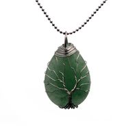 Retro Simple Style Tree Water Droplets Stainless Steel Natural Stone Agate Pendant Necklace In Bulk sku image 11