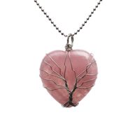 Décontractée Style Simple Arbre Les Gouttelettes D'eau Forme De Cœur Acier Inoxydable La Pierre Naturelle Cristal Pendentif En Masse sku image 12