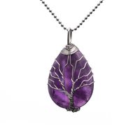 Retro Simple Style Tree Water Droplets Stainless Steel Natural Stone Agate Pendant Necklace In Bulk sku image 9