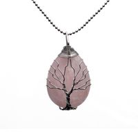 Décontractée Style Simple Arbre Les Gouttelettes D'eau Forme De Cœur Acier Inoxydable La Pierre Naturelle Cristal Pendentif En Masse sku image 8