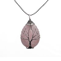 Retro Simple Style Tree Water Droplets Stainless Steel Natural Stone Agate Pendant Necklace In Bulk sku image 8
