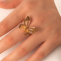 Women's Elegant Fashion Geometric Heart Butterfly Metal Rings Plating Artificial Rhinestones main image 5