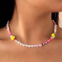 Casual Fashion Geometric Letter Heart Polymer Clay Inlaid Pearls Necklace main image 1
