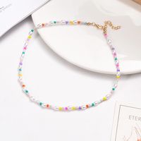 Casual Fashion Geometric Letter Heart Polymer Clay Inlaid Pearls Necklace sku image 2