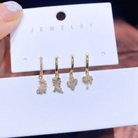 Women's Fashion Dinosaur Copper Earrings Inlay Zircon Drop Earrings 4 Pieces sku image 1
