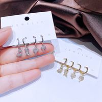 Women's Fashion Dinosaur Copper Earrings Inlay Zircon Drop Earrings 4 Pieces main image 4