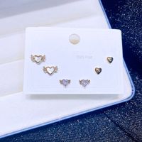 Women's Fashion Heart Shape Copper Ear Studs Inlay Artificial Gemstones Stud Earrings main image 5