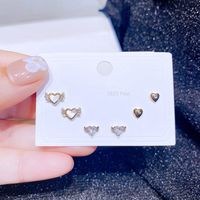 Women's Fashion Heart Shape Copper Ear Studs Inlay Artificial Gemstones Stud Earrings main image 4