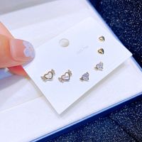 Women's Fashion Heart Shape Copper Ear Studs Inlay Artificial Gemstones Stud Earrings main image 3