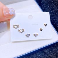 Women's Fashion Heart Shape Copper Ear Studs Inlay Artificial Gemstones Stud Earrings sku image 1