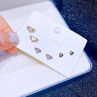 Women's Fashion Heart Shape Copper Ear Studs Inlay Artificial Gemstones Stud Earrings main image 2