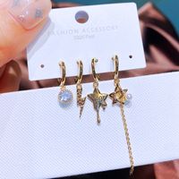 Women's Fashion Star Copper Earrings Plating Inlaid Zircon Zircon Drop Earrings 4 Pieces main image 1