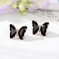 Women's Simple Style Butterfly Alloy Ear Studs Inlaid Crystal Crystal Earrings sku image 1