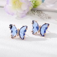 Women's Simple Style Butterfly Alloy Ear Studs Inlaid Crystal Crystal Earrings sku image 2