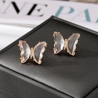 Women's Simple Style Butterfly Alloy Ear Studs Inlaid Crystal Crystal Earrings sku image 4